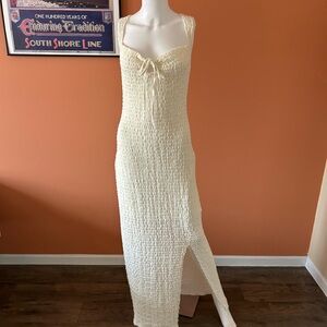 FREE PEOPLE cream textured maxi dress